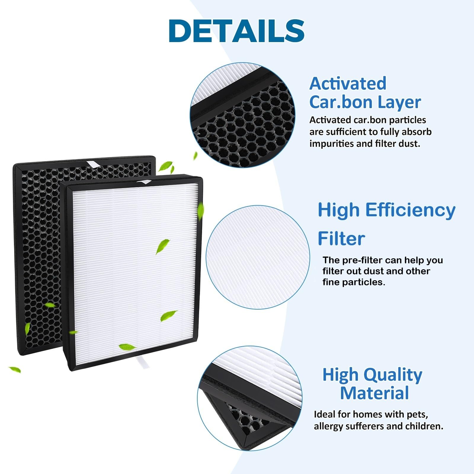 FY2420/30 FY2422/30 Ersatzfilter Kompatibel mit Philips AC2882 AC2887 AC2889 AC3829 2000er und 3000er Serie Luftreiniger, FY2422 HEPA-Filter und FY2420 Aktivkohlefilter