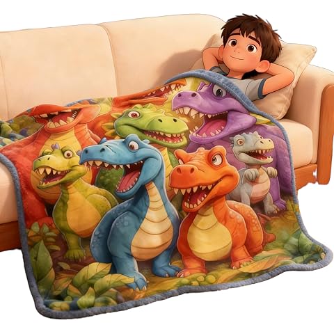2026 New Cute Smiling Dinosaurs HD Digital Print Flannel, 50