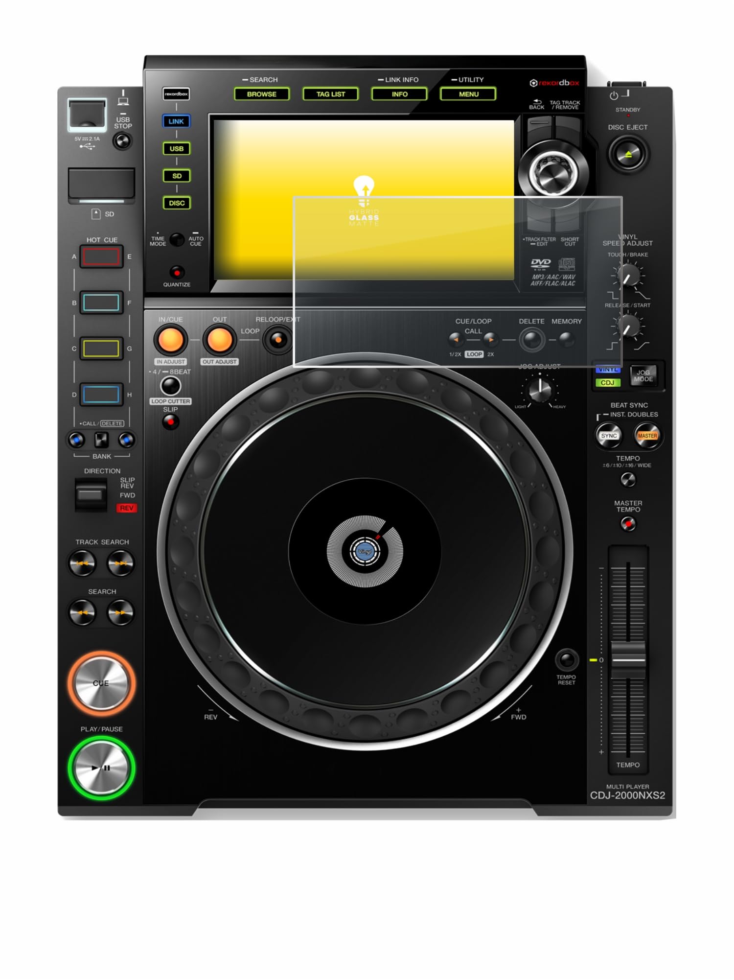 upscreen Matte Screen Protector Glass Film Compatible with Pioneer CDJ-2000NXS2 - Anti-Glare, Anti-Fingerprint, 9H Glass Protection