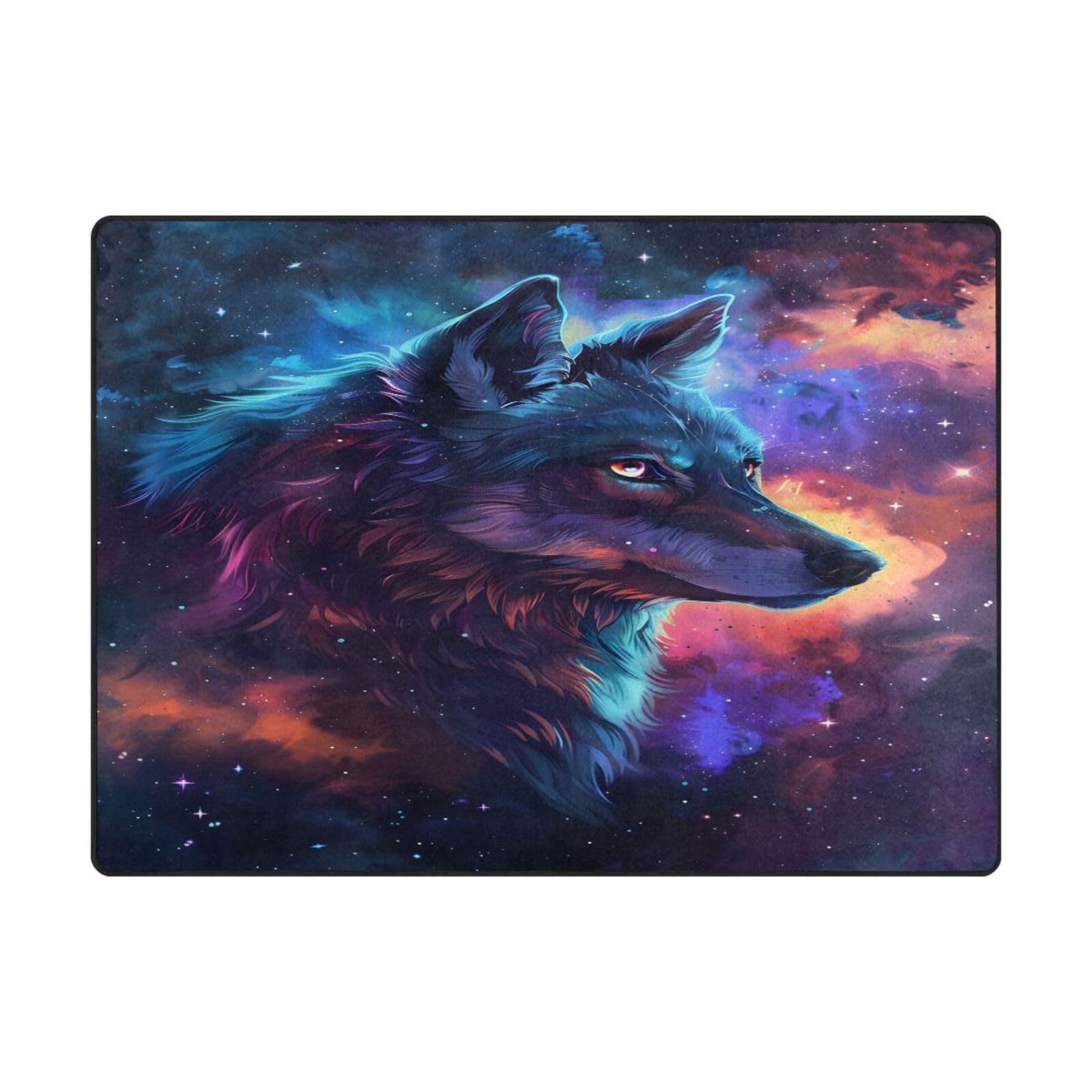 Tapis galaxie loup spatial grand tapis de sol contemporain pour rechauffer un salon