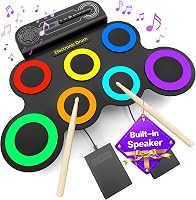 VerkTop Electric Drum Set for Kids - Portable Roll-Up Drum Pad with Built-in Speakers, 7 Pads, Pedals & Sticks - Ideal Beginner Practice Gift