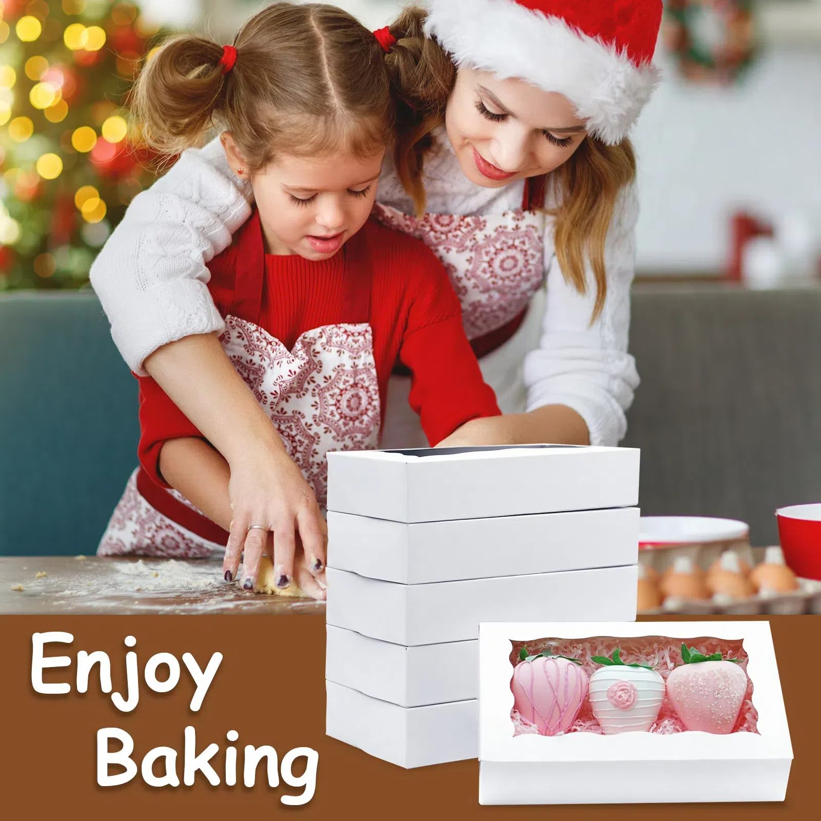 XINHPKGG 50pcs Cookie Boxes 4x4x2.5 Inch Bakery Boxes With Window Treat - View #2