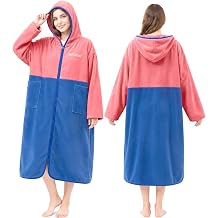 Hiturbo Hooded Towel Surf Poncho Quick Dry Zipper Changing Robe