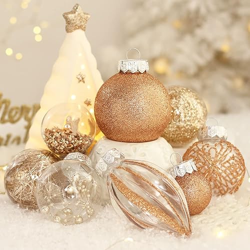 Vista 60 de Juego de adornos de Navidad, 32 piezas de plástico transparente inastillable, adornos colgantes para decoración del árbol de Navidad, para Plata