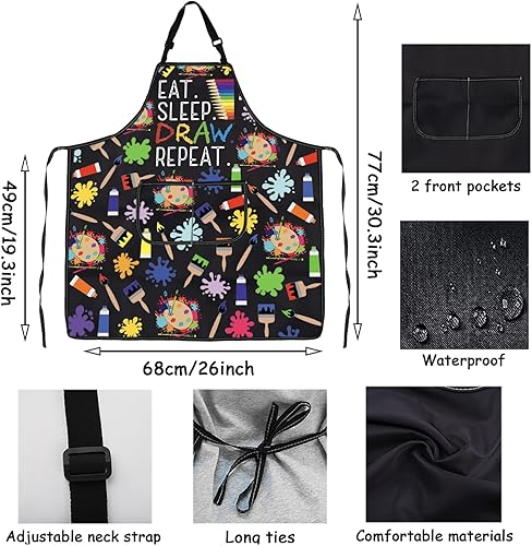 Miniatura 3 de VAMSII Pintor Artista Regalos Delantal de Dibujo para Artistas con Bolsillos Regalos para Profesores de Arte Pintura Regalo de Clase de Pintura