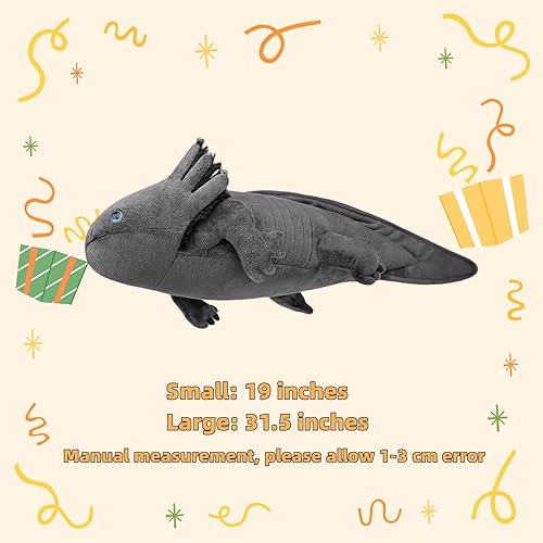 Miniatura 4 de FRANKIEZHOU Peluche de ajolote gigante, gris, 31.5 pulgadas, peluche suave, regalos de ajolote para niños y niñas