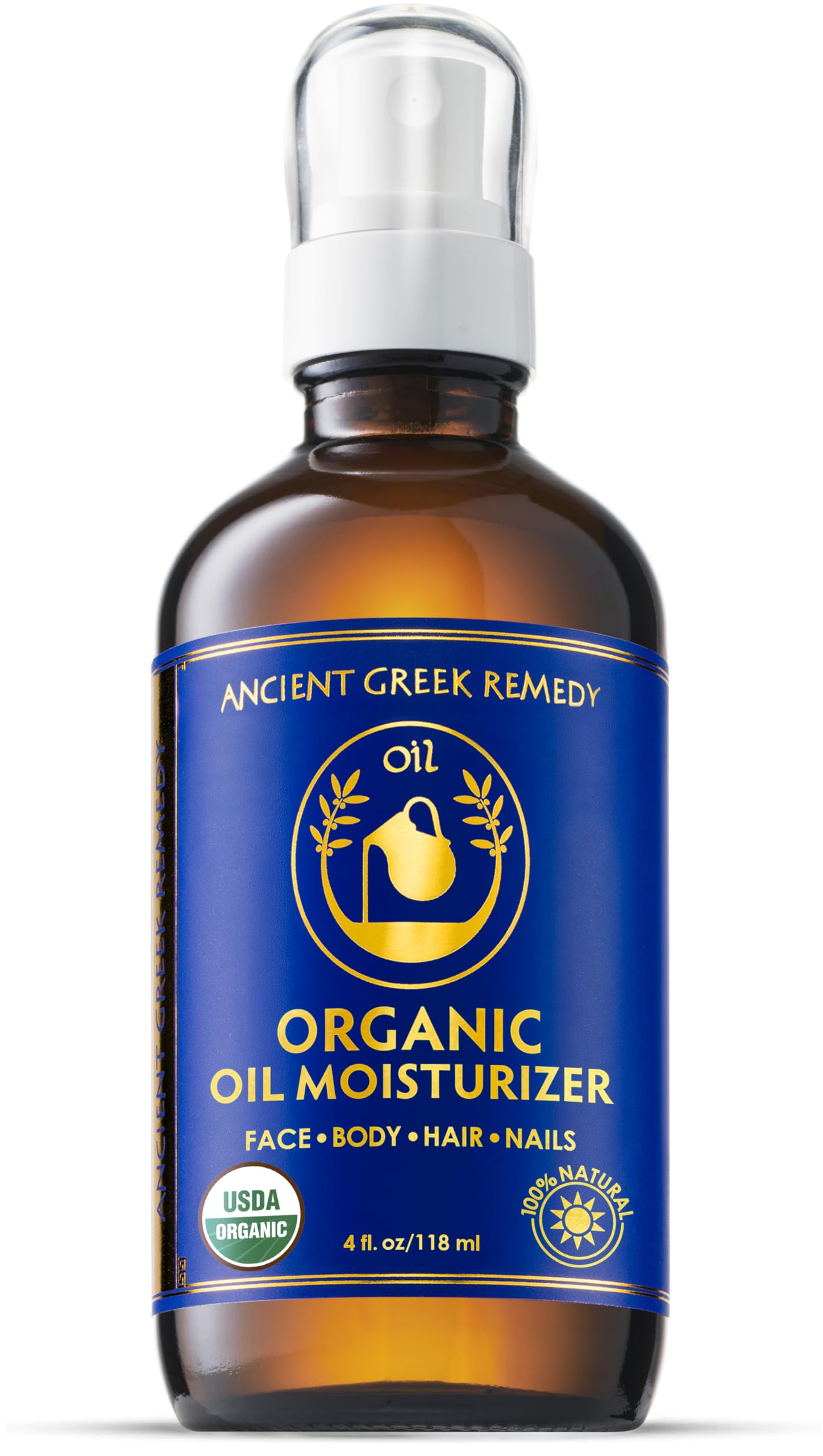 Ancient Greek Remedy Body Oil - Organic After Shower Face Oil & Body Moisturizer for Dry Skin - Almond, Jojoba, Olive, Lavender, Vitamin E Oils - Natural Clean Facial Skincare for Women & Men 4 oz