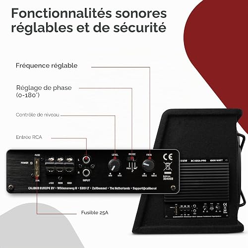 Caliber BC112SA-PRO – Caisson de Basse Voiture 12 Pouces Actif avec amplificateur intégré – Subwoofer Auto 200W RMS – 1000W crête – Noir - 4