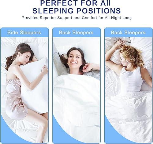 Miniatura 6 de Juego de 2 almohadas tamaño Queen para dormir, almohada de cama alternativa refrescante para dormir de espalda, estómago o de lado, almohadas de la