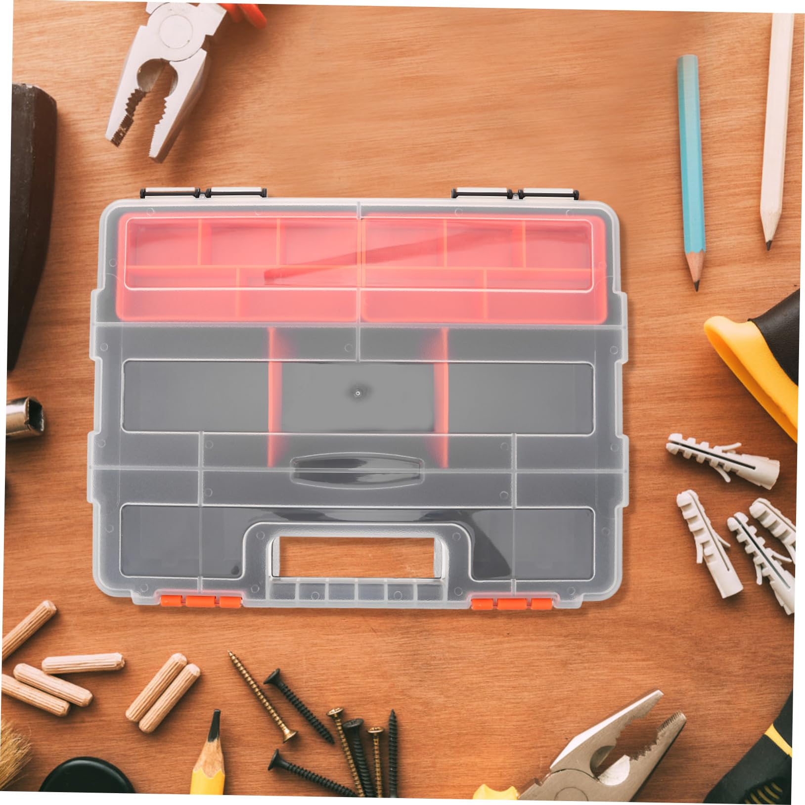 Veemoon Caja Organizadora de Tornillos Compartimentos de Plástico, Fácil Transporte y Almacenamiento para Garaje, Cobertizo, Closet, Adecuado para Tornillos, Piezas Pequeñas y Componentes