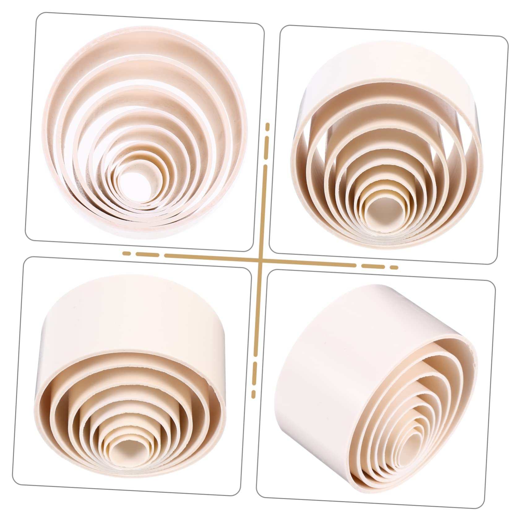 BEBEMOKO Round Mold Set 16pcs Plastic Petal Molds Sleeves Craft Supply Material DIY Flower Making