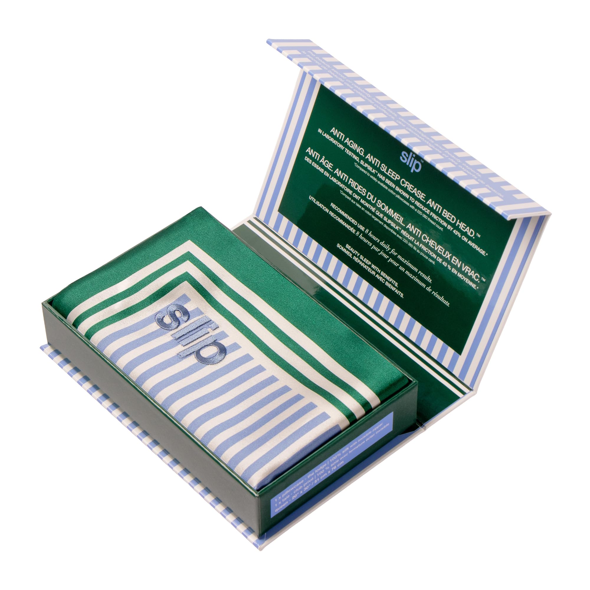 slip The Lodge - Funda de almohada de seda pura, 100% seda de morera de 22 momme, para cama doble, antienvejecimiento, antiarrugas, antisueño, 50,8 x 76,2 cm