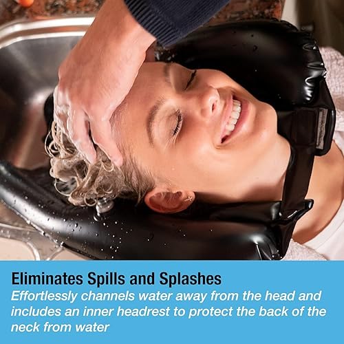 Miniatura 2 de Bandeja inflable para lavar el cabello para fregadero y mesita de noche, cómodo cuenco de champú portátil para enjuague sin derrames, lavabo para