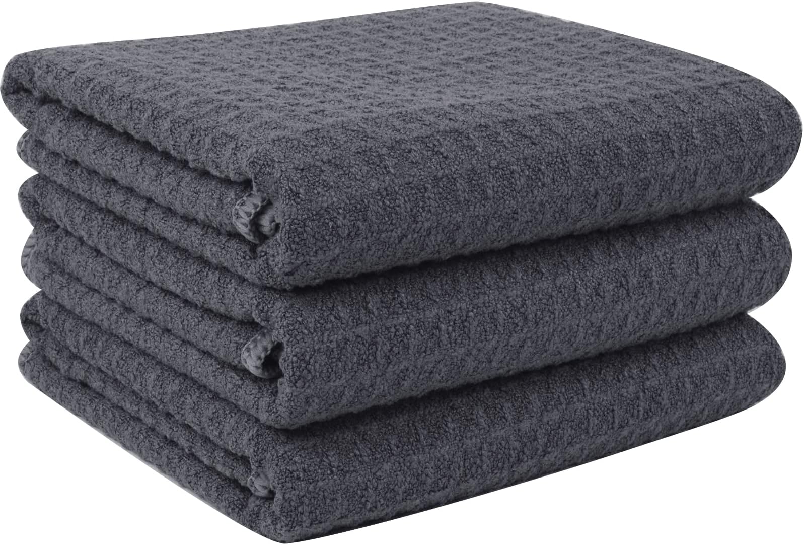 VIVOTEMicrofibre Tea Towels for Kitchen, Waffle No Fluff Lint Residue Reusable Kitchen Dish Towels, Soft Super Water Absorbent Dry Cloths, Dry Quickly Tea Clothes Grey 40x56cm 380gsm