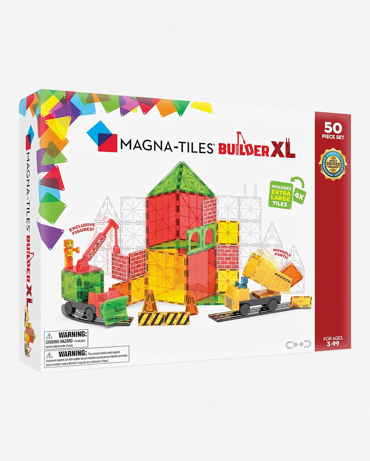 MAGNA-TILES Builder XL 50-Piece Magnetic Construction Set, T