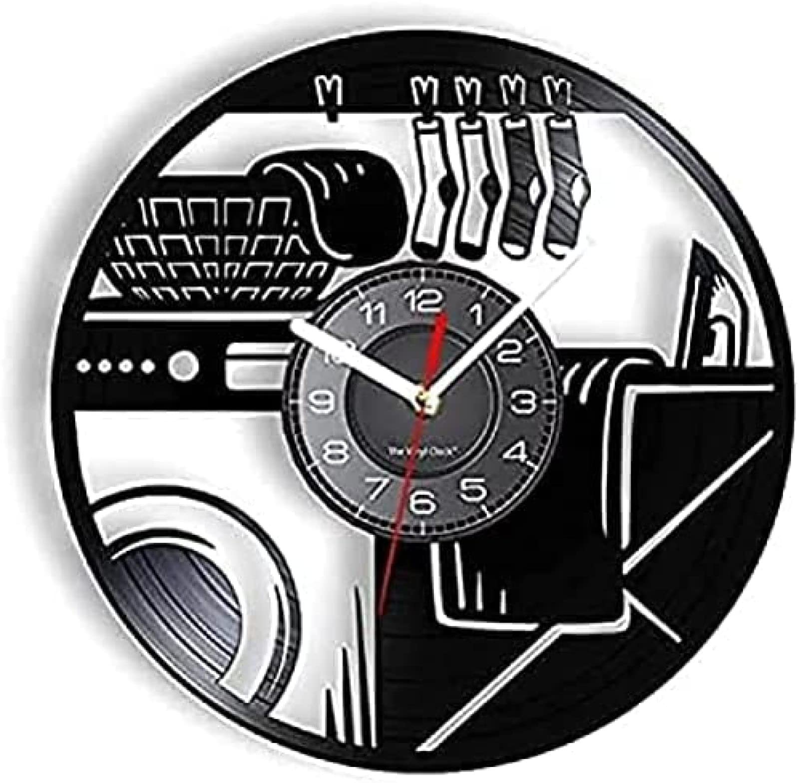 Horloge murale buanderie en disque vinyle pour decoration de maison