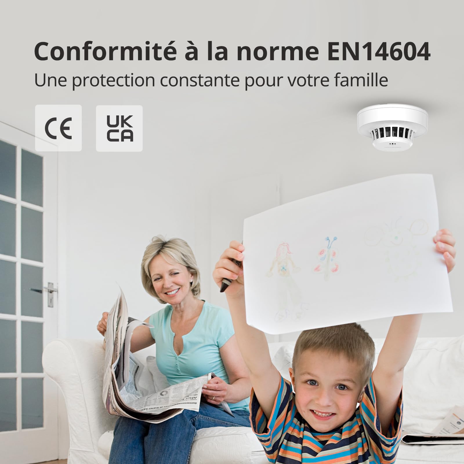 Détecteur de Fumée Capteur de 10 Ans avec Pile 5 Ans, Alarme Incendie Détecteur Fumée 85dB, Bouton de Test/Silence, Batterie Remplaçable,Conforme EN14604 (10 pièce)