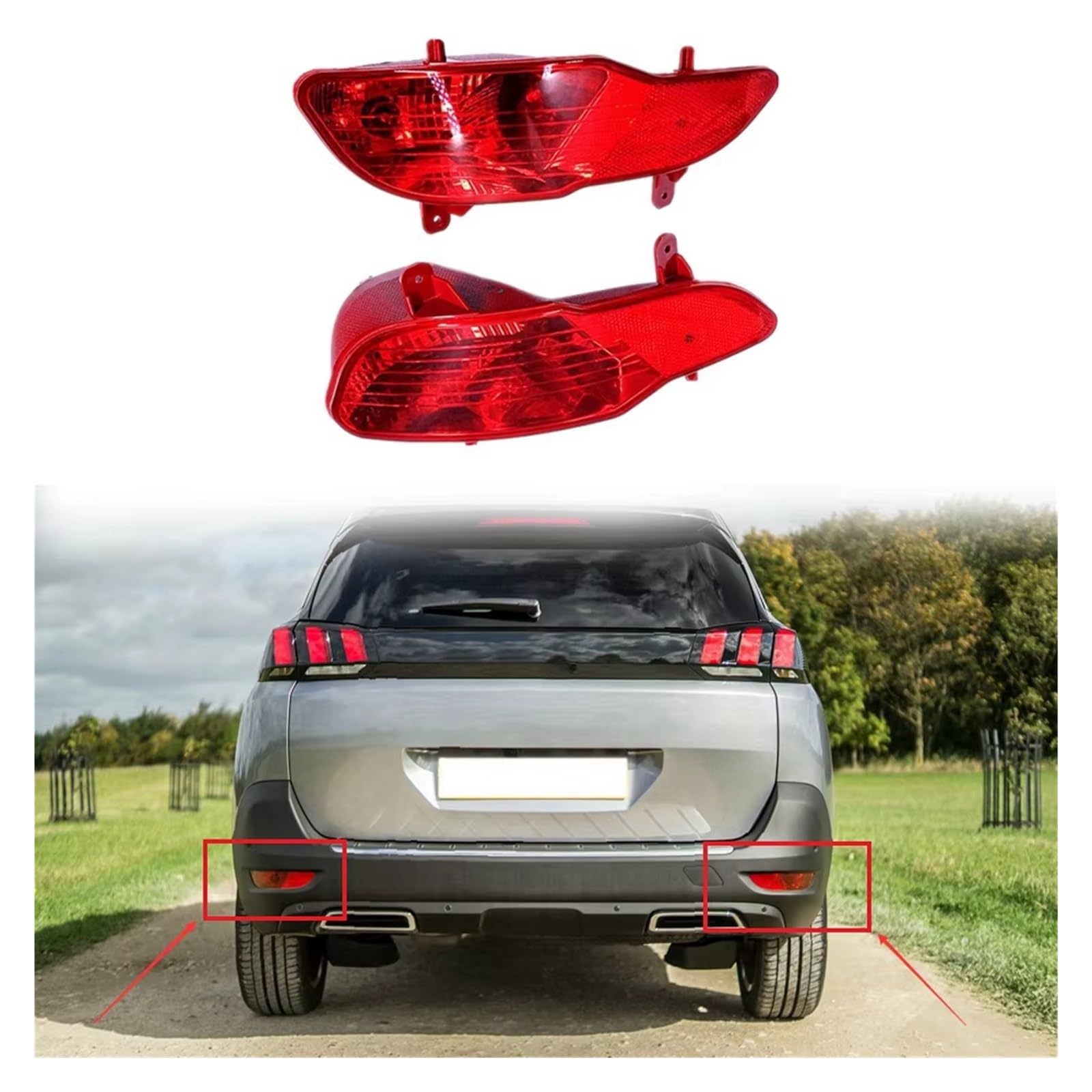 Fanale Posteriore 9811982980 Auto Sinistra Paraurti Posteriore Fendinebbia Parcheggio Avvertimento Riflettore Fanali Posteriori Lampadina per Peugeot 5008 MK2 2016+ LED Fanale Posteriore