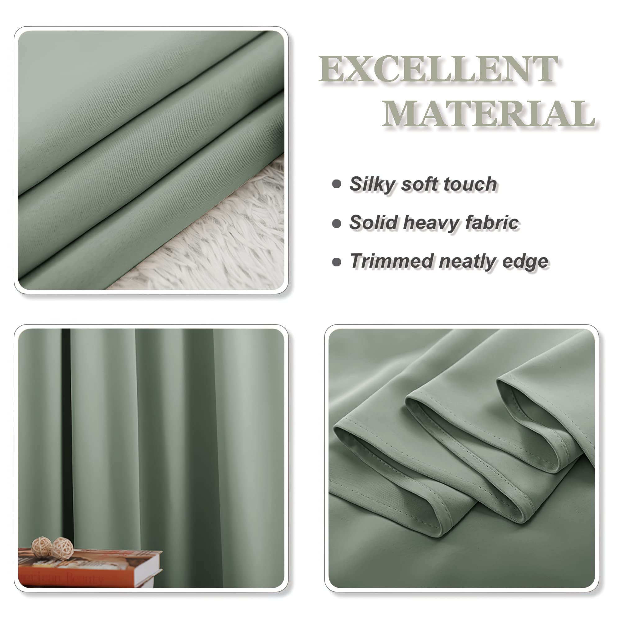 PONY DANCE Blackout Sage Green Curtains with Eyelet - Image 4