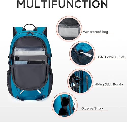Miniatura 2 de TOURIT Mochila de senderismo de 40 L, ligera, plegable, impermeable, mochila de campamento para mujeres y hombres, viajes al aire libre, 03-azul,