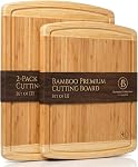 Ensemble de planches à découper - 3 Panneaux de coupe en bambou pour la cuisine, Planche à Découper en bois, Planches à Préparer, Viande, Légumes, Fruits, Pains, Fromages, Servir, Plancher à Décoper