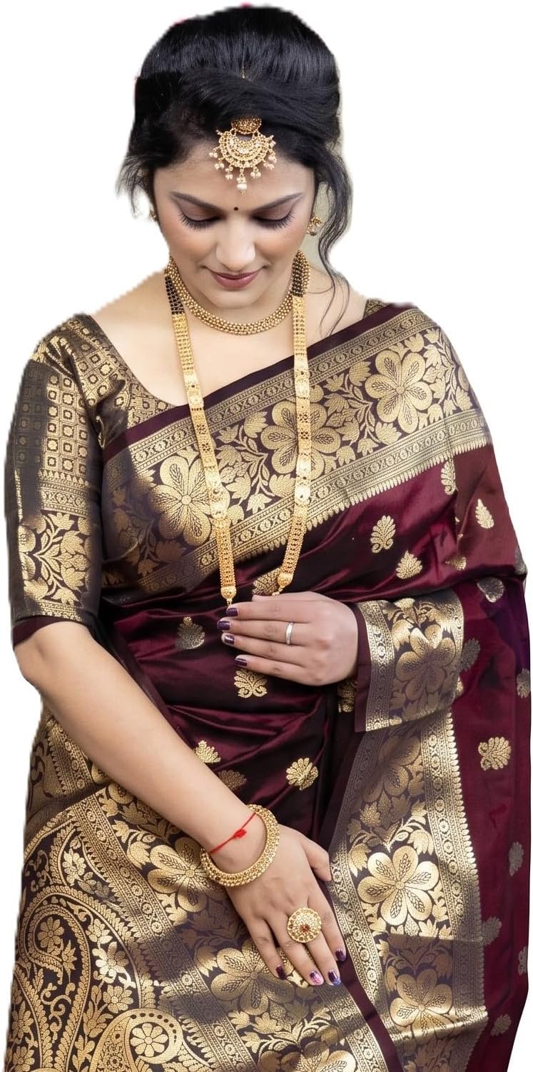 Women's Banarasi Soft Silk Saree Kanjivaram style banarasi sari (pack of 1)