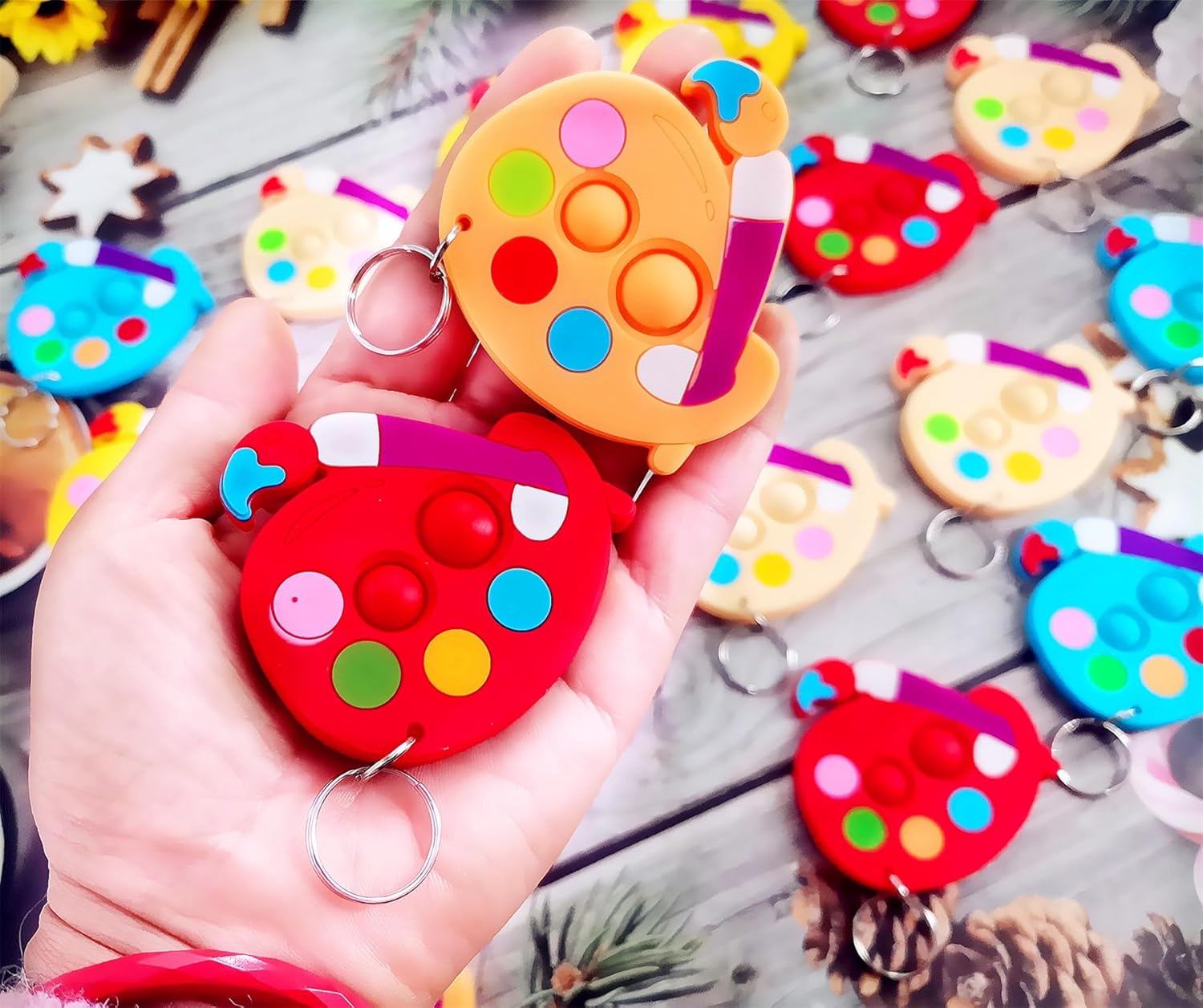 Bulk Mini pop Bubble Keychain Fidget Toys,Party Favors,Classroom Students Boys Girls Birthday Small Gifts (20 pcs Drawing Boards)