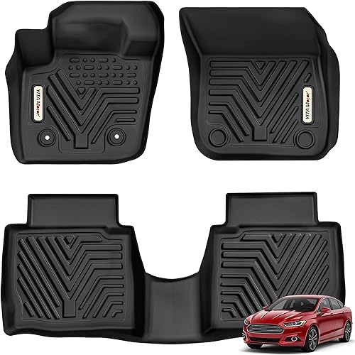 YITAMOTOR Floor Mats Fit for Fusion & MKZ 2013 2014 2015 2016, Custom Fit Floor Liners for 2013-2016 Ford Fusion Energi & Titanium, Lincoln MKZ, 1st & 2nd Row All Weather Protection, Black