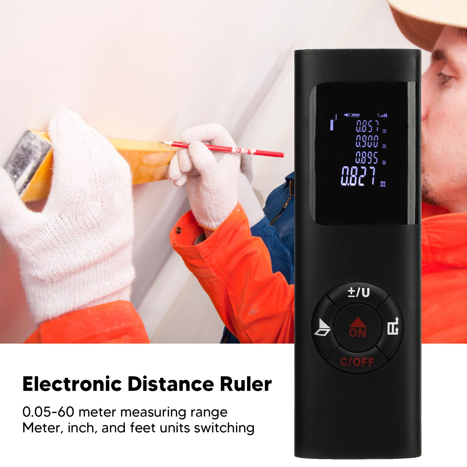 Misuratore, Distanziometro Digitale Ad Alta Precisione 196,9 Piedi Telemetro Elettronico Ricaricabile USB Telemetro Strumento di Misura Digitale Portatile per Casa