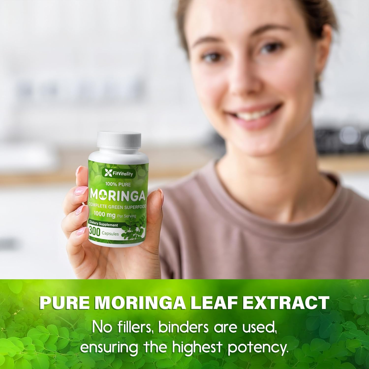 Moringa Capsules | 300 Capsules | Moringa Oleifera | 100% Pure & Natural | Non-GMO and Gluten Free Supplement | Complete Green Superfood | Moringa Leaf Extract