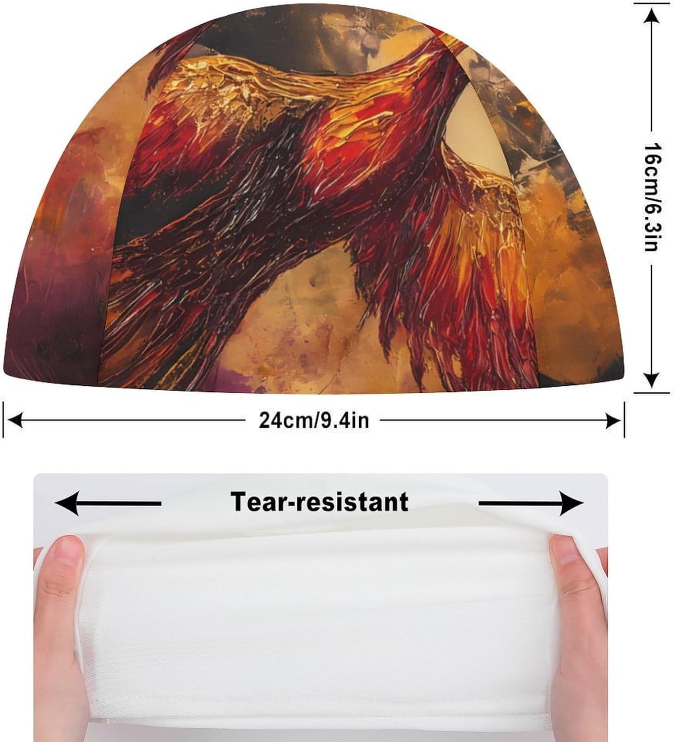 Phoenixes Soaring Flame Sky Womens Swim Cap for Men Adult Swimming Hat Curly Short Medium Long Hair