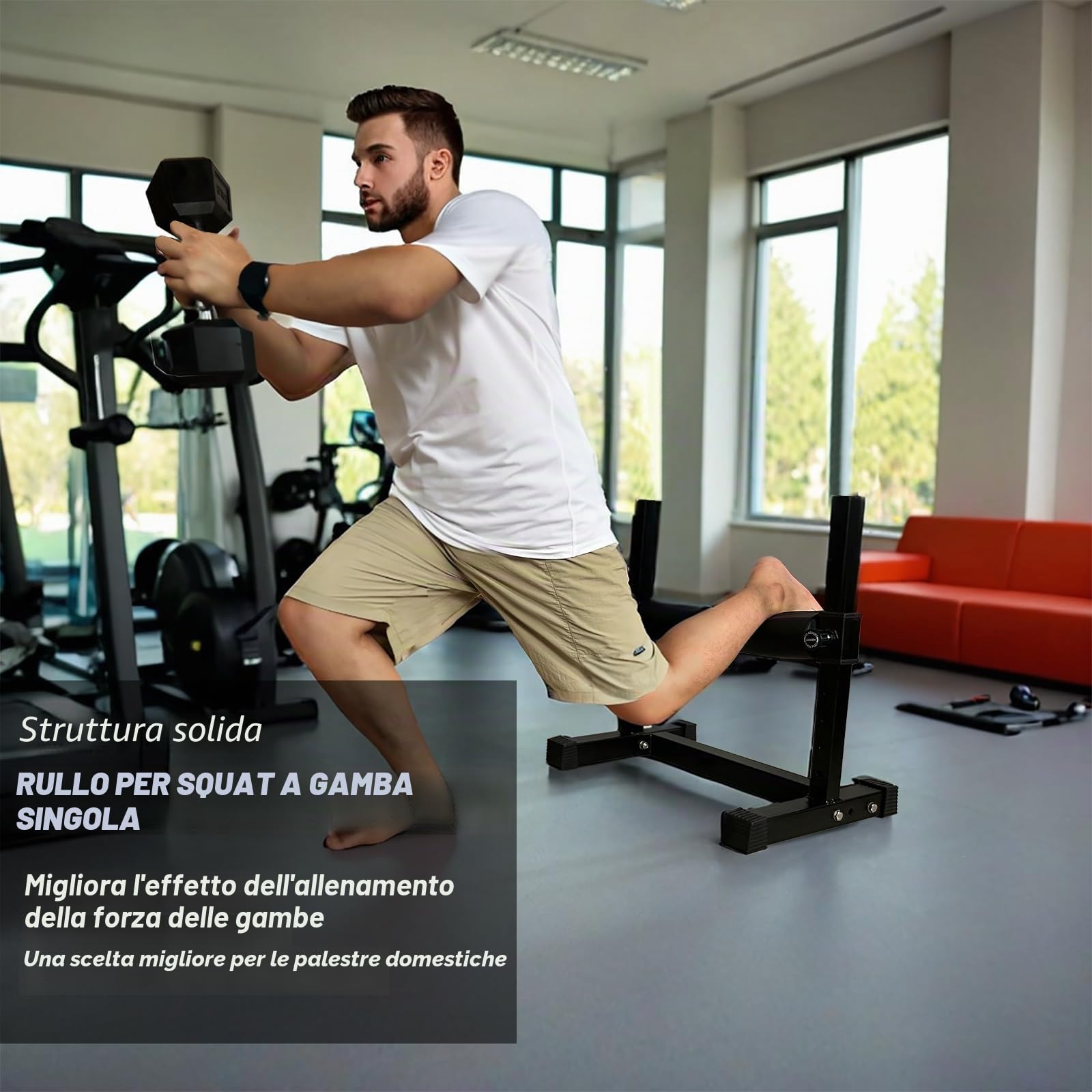 Rullo per squat a gamba singola, regolabile in altezza, supporto per squat bulgaro, supporto per squat spaccato per casa palestra allenamento della forza delle gambe