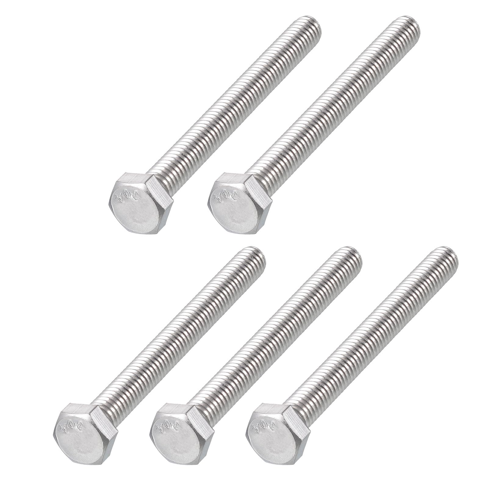 METALLIXITY Hex Head Bolts (5/16-18 x 3-1/2") 8Pcs, 304 Stainless Steel 18-8, Fully Threaded, External Hex Drive