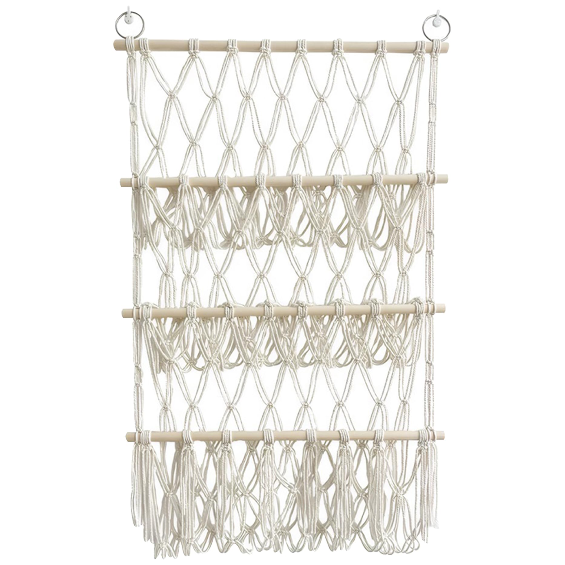Filet de hamac de rangement peluche : organisateur suspendu macramé 3 couches jouets