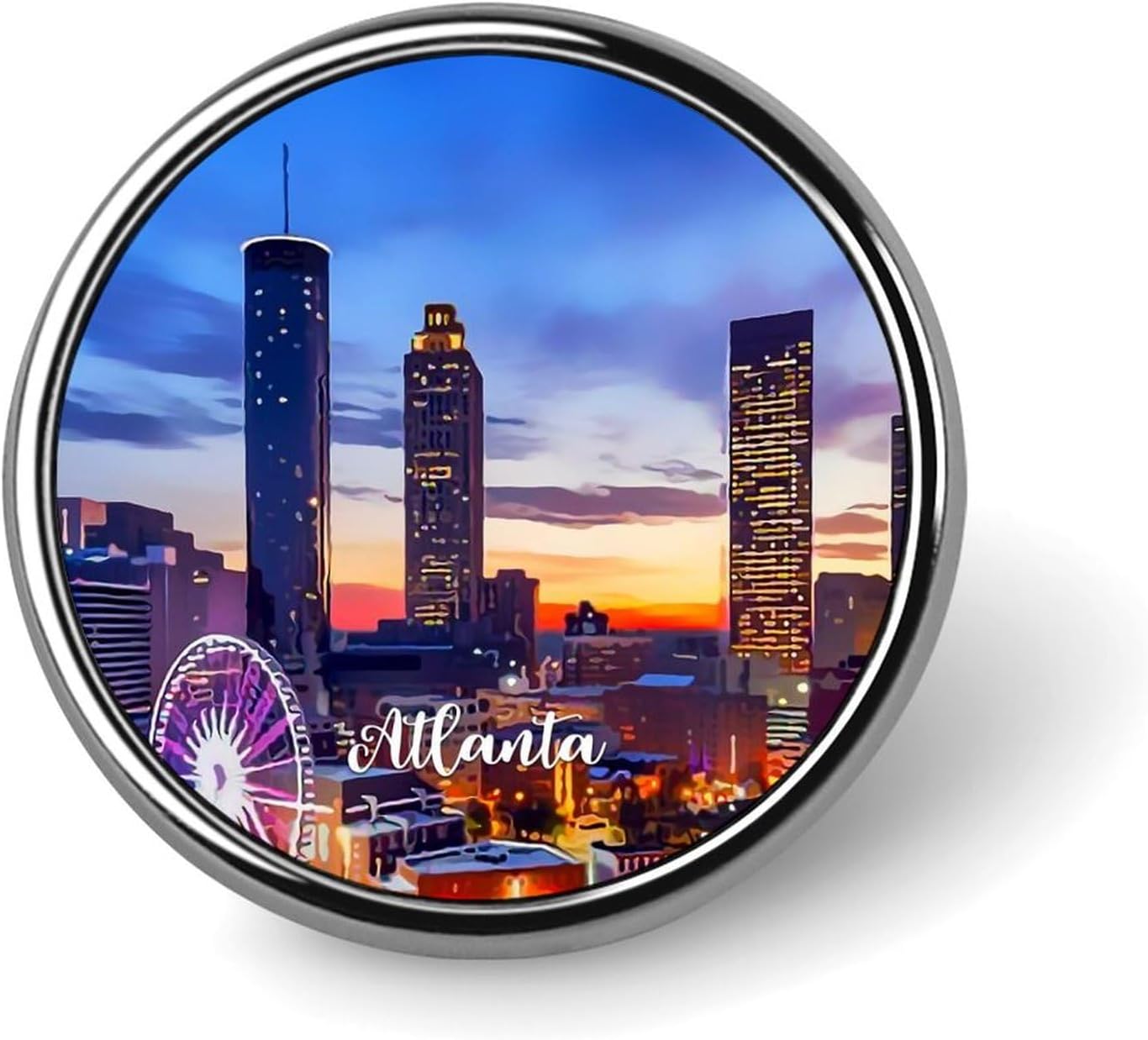 Enamel Pins Pieces Atlanta Landscape Brooch Pins Landmark City Scenery Lapel Pin Landscape Vacation Momento Button Pins Abstract City Skyline Downtown Pins Set For Hats Jackets Women Men