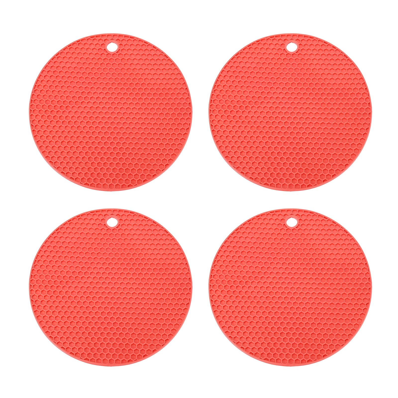 PATIKIL Silicone Trivet Mats for Hot Dishes 7 Inch, 4 Pcs Multi-Functional Non-Slip Hot Pads Heat Resistant Pot Holder Hot Plate Mats for Kitchen Counter Table, Red