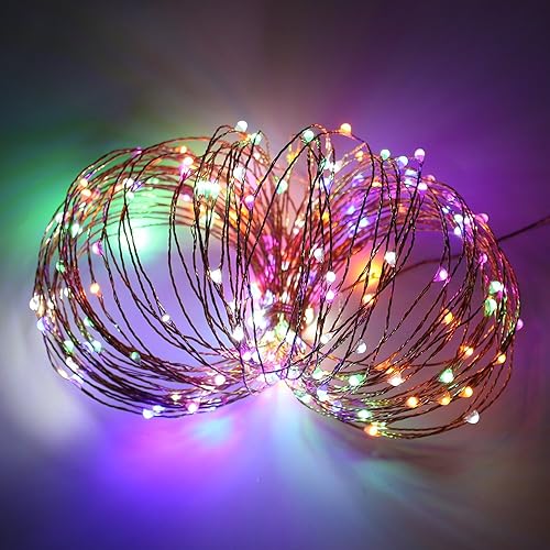 Miniatura 2 de Cadena de luces LED ER CHEN de 98.4ft, 300 luces LED estrelladas en cable de cobre de 98.4ft, adaptador de alimentación + mando a distancia (blanco