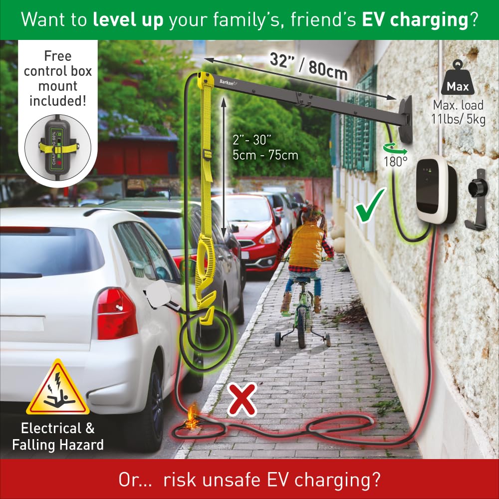 Barkan Cable de Carga EV Protector de Pared de 32 Pulgadas, Revestimiento de Zinc Resistente a la Intemperie para Interiores y Exteriores, para Cable de vehículo eléctrico
