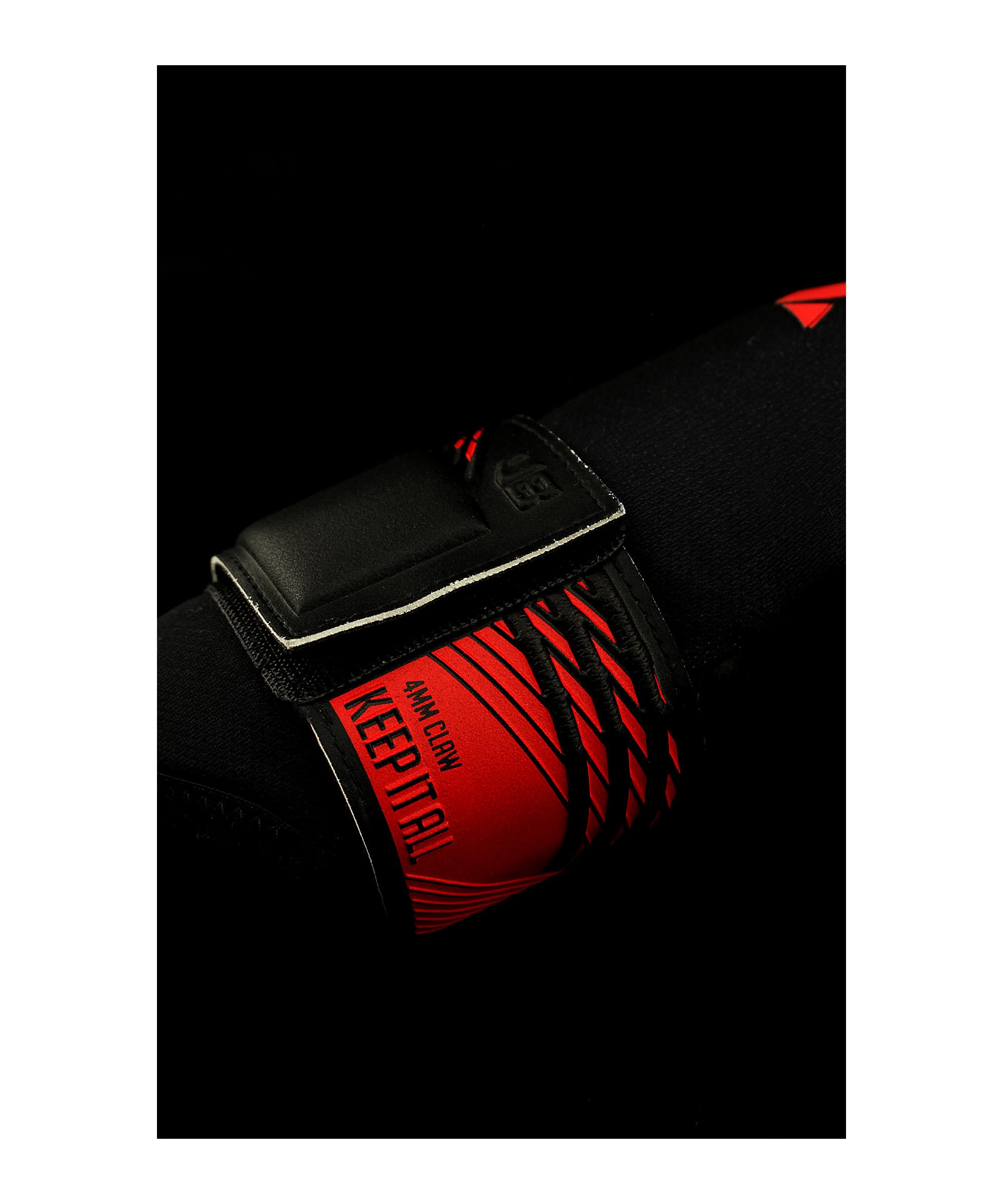 KEEPERsport Torwarthandschuhe Champ Prime NC, ohne Fingerschutz, Fußballhandschuhe Unisex, mit Lasche, 4mm Black Claw, Größe: 5-11
