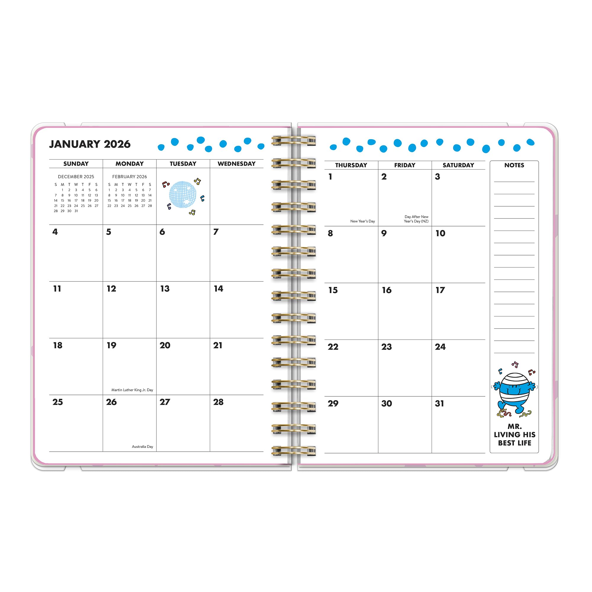 Orange Circle Studio Little Miss Organizer 2026, kompakter, flexibler Deluxe-Planer, gebundener Wochen- und Monatsplaner für Schule oder Arbeit, mit Aufklebern und Notizseiten