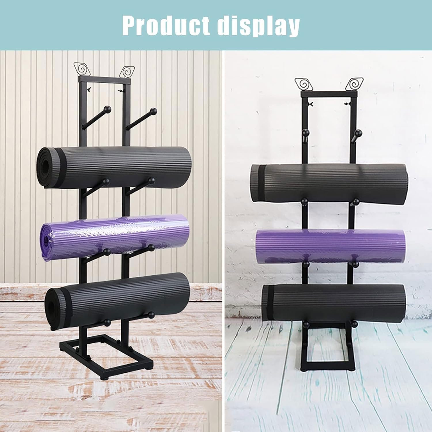 Support De Tapis De Yoga À 4 Couches, Présentoir De Décoration en Métal Robuste, Support De Tapis De Danse Debout, Support De Rangement De Rouleaux en Mousse pour Colonne De Yoga pour La Maison