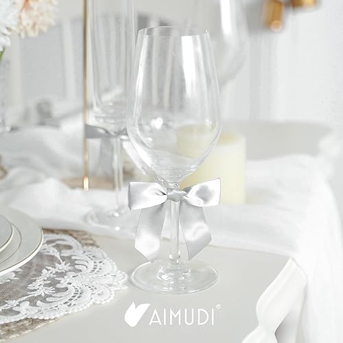 Vista 233 de AIMUDI Lazos giratorios para bolsas de golosinas de 3.5 pulgadas, lazos de satén azul turquesa para manualidades, lazos prefabricados con lazos Azul