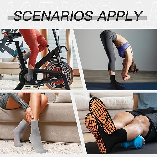 Miniatura 6 de NOVAYARD 5 pares de calcetines antideslizantes para hospital, diabéticos, yoga, pilates, barre hombres y mujeres
