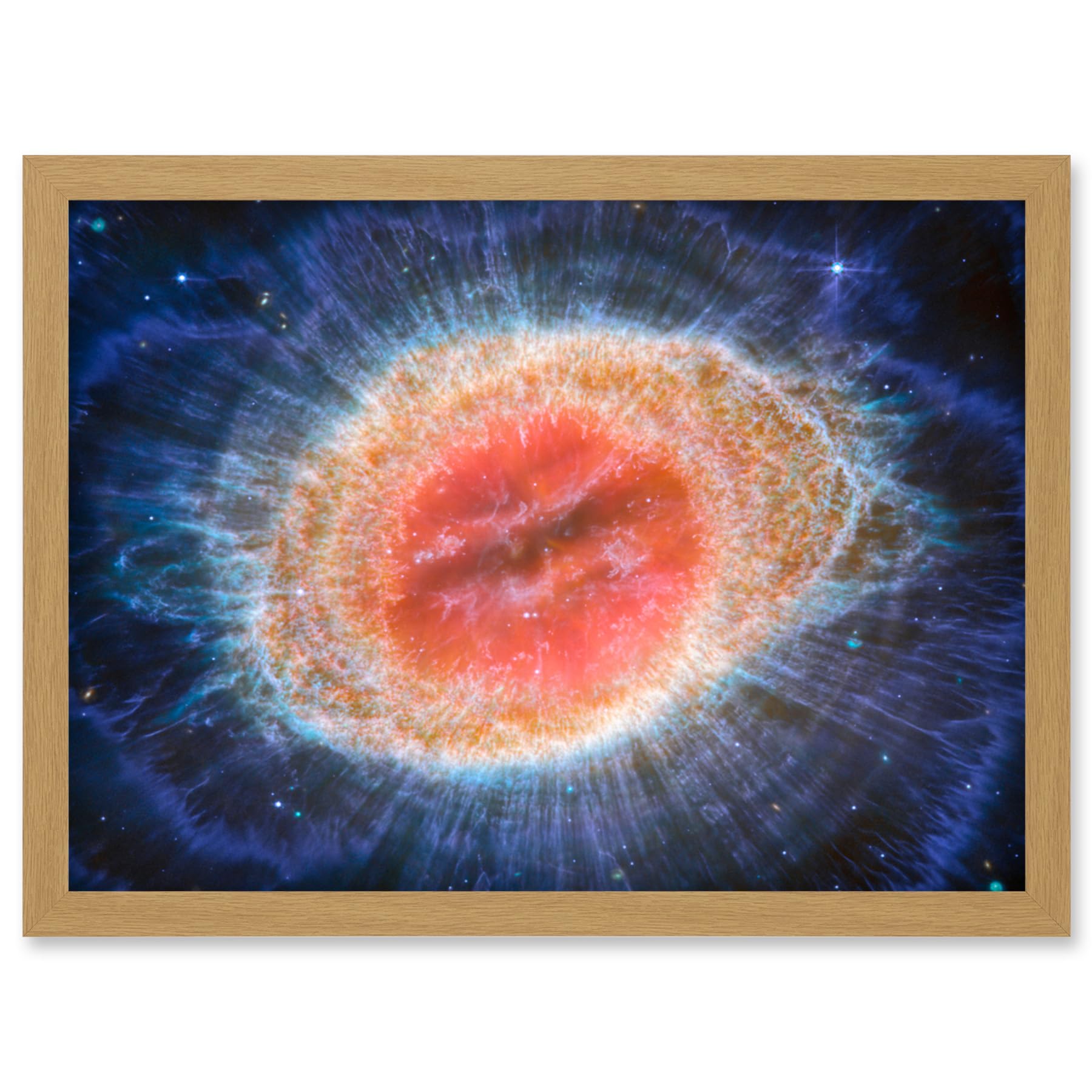 Artery8 NASA James Webb Telescope MIRI Image of the Ring Nebula Planetary Messier 57 Intricate Details of a Dying Star Formation Celestial Doughnut in Space Artwork Framed A3 Wall Art Print