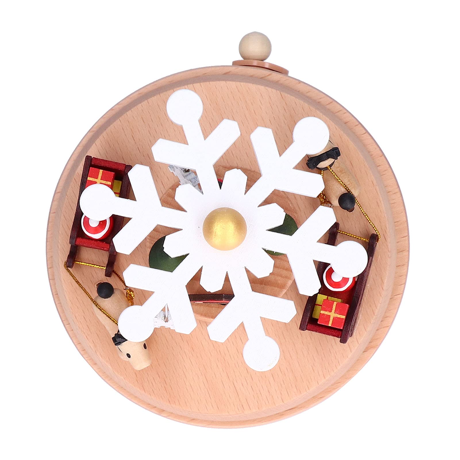 YESYZX Caja de música de Madera Adorno navideño Decoración de Copos de Nieve Textura de Grano de Madera Sonido Hermoso Caja de música navideña