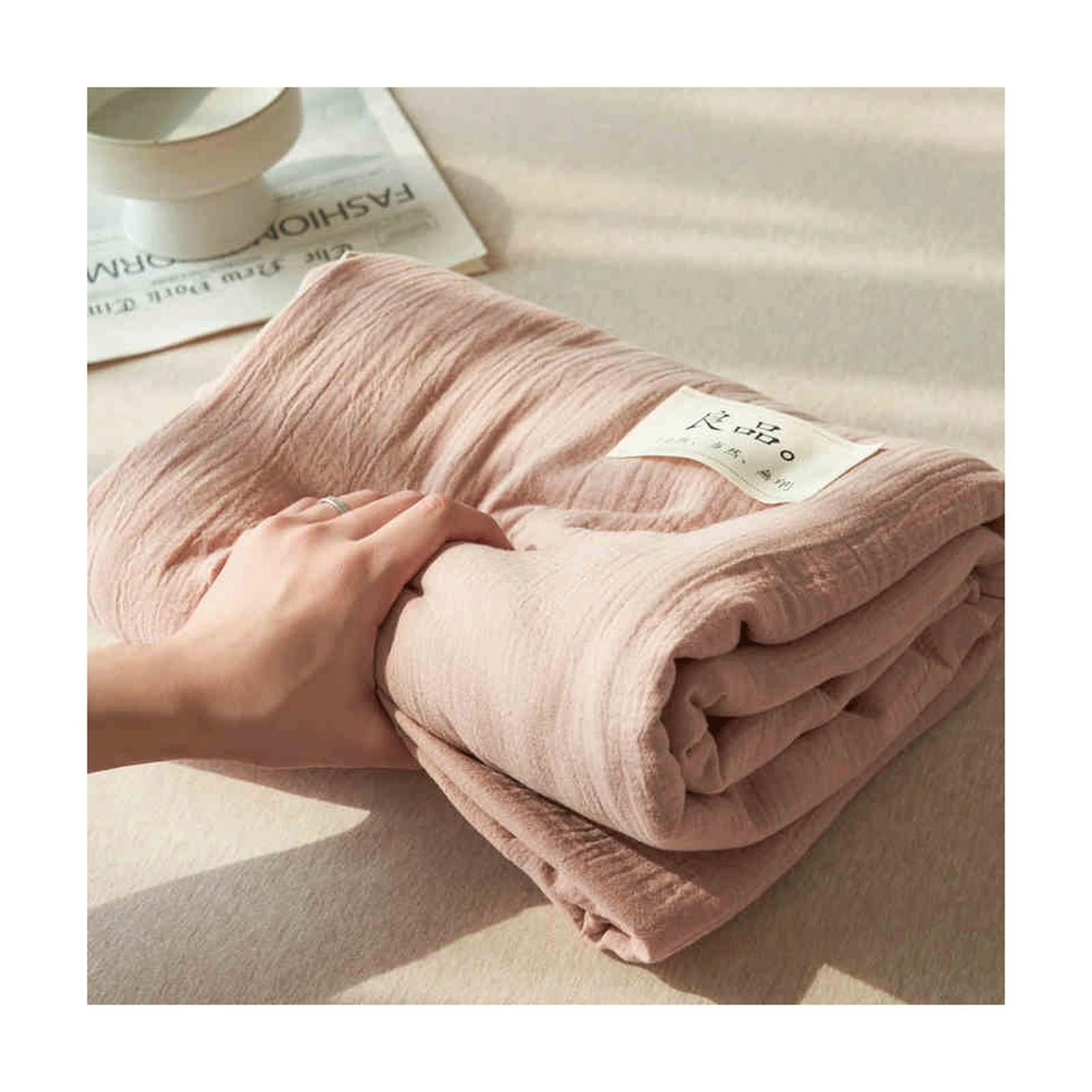 Drap de dessus gaze de coton contre la chaleur nocturne lit rose