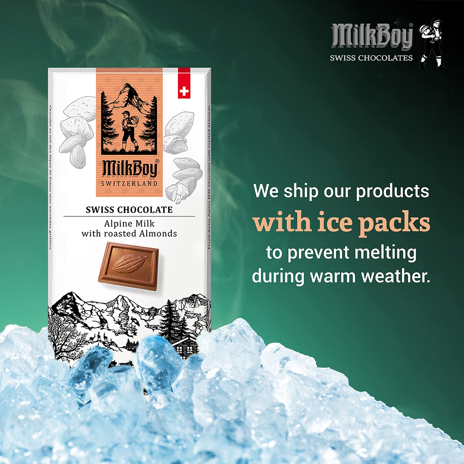 Milkboy Swiss Almond Chocolate Bars Premium Swiss Alpine Milk