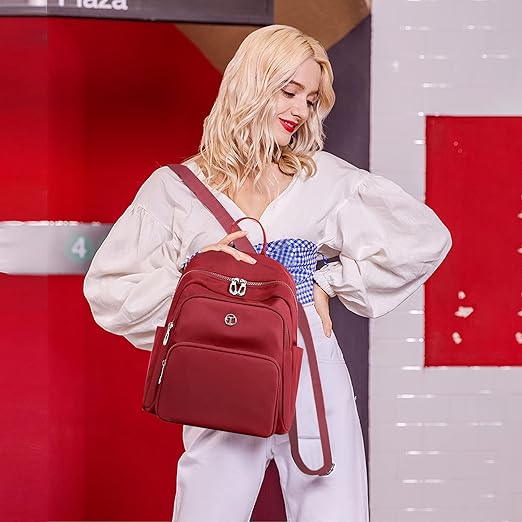 Zaino Donna PORRASSO In Nylon - Borsa Multifunzione Con Tasca Antifurto, 28x14x30cm - Foto 3