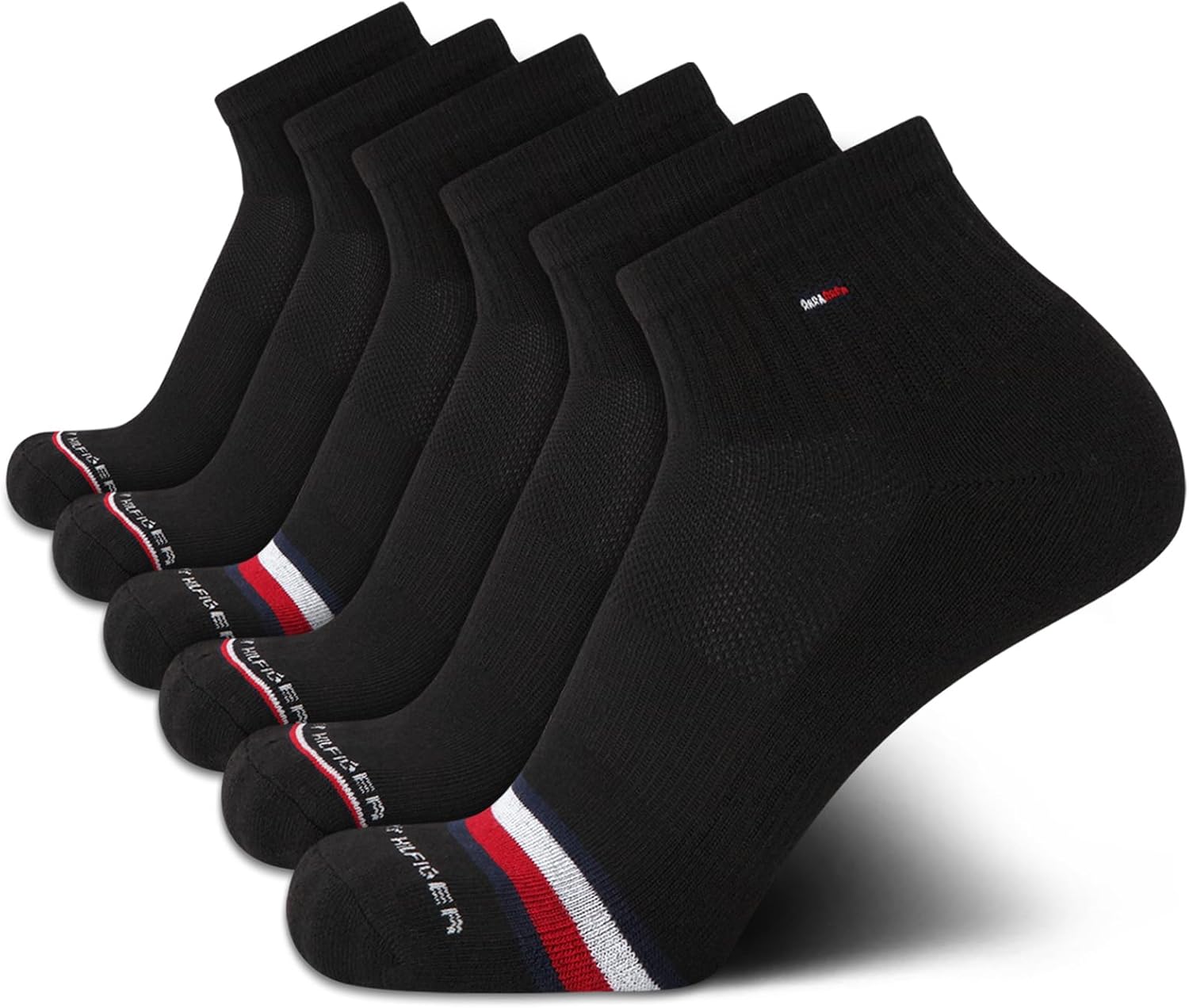 Tommy Hilfiger Mens Quarter Socks - 6 Pack Soft Cushioned Athletic Performance Ankle Socks for Men with Arch Support