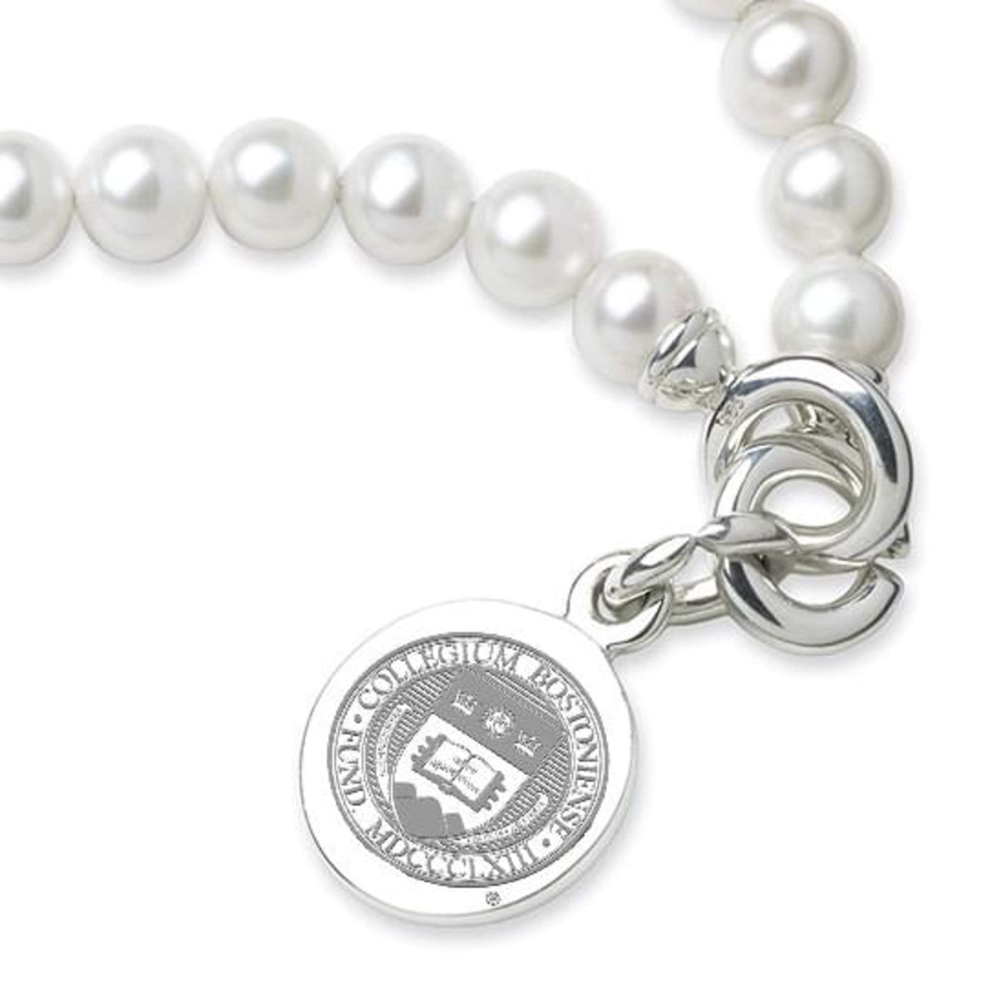 M. LA HART Boston College Pearl Bracelet with Sterling Silver Charm